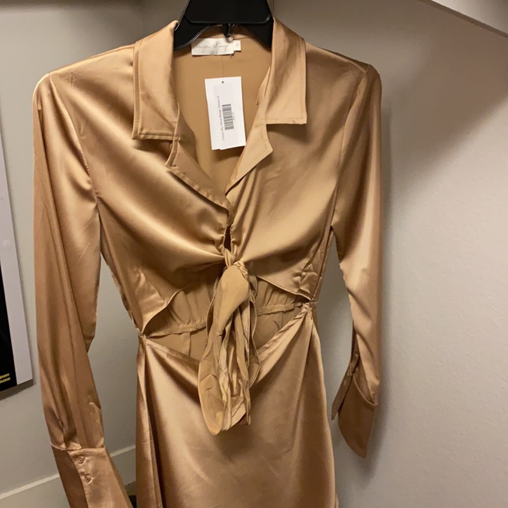 Long sleeve Silk tie up dress | women’s small